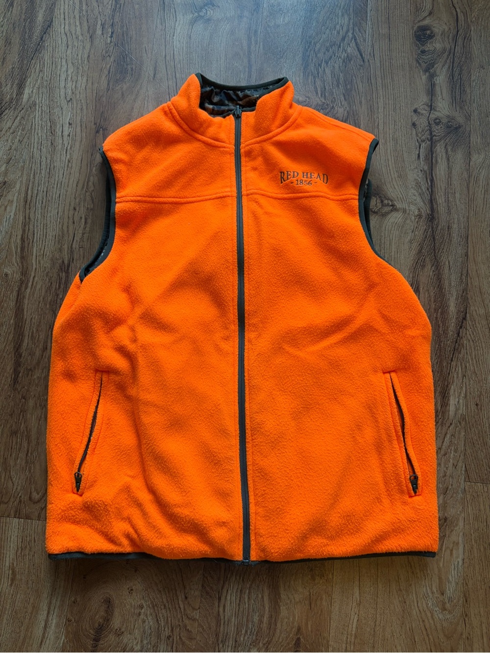 RedHead Men's Orange Fleece Reversible Zip-Front Vest